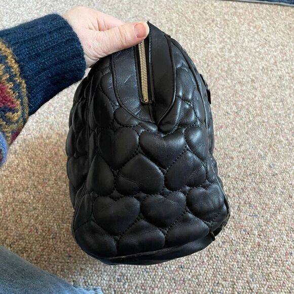 Betsey Johnson Quilted Heart Satchel Faux Leather Top Handle Purse - Picture 11 of 16